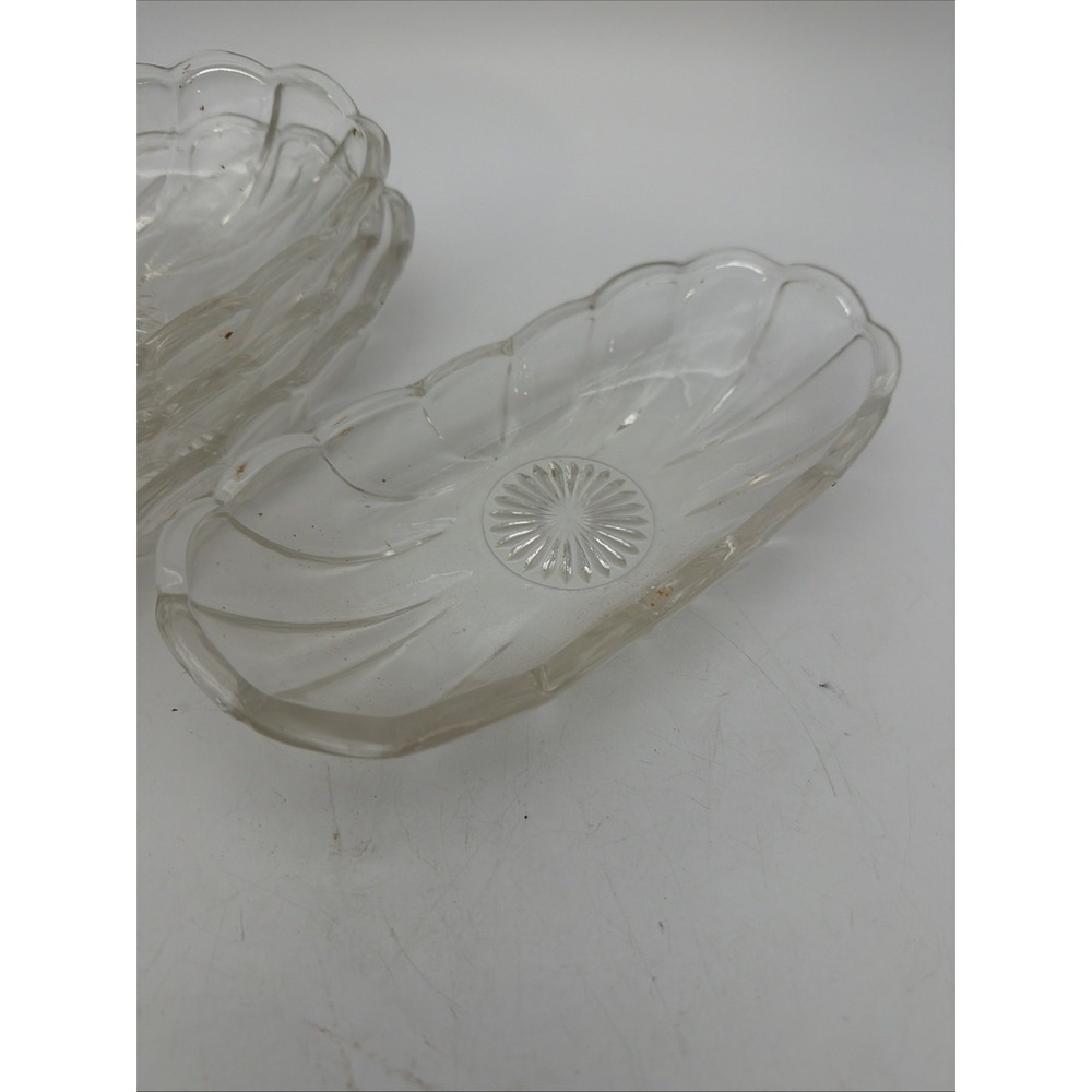 Anchor Hocking Banana Split / Corn on the Cob Dish Starburst Set of 4 Vintage